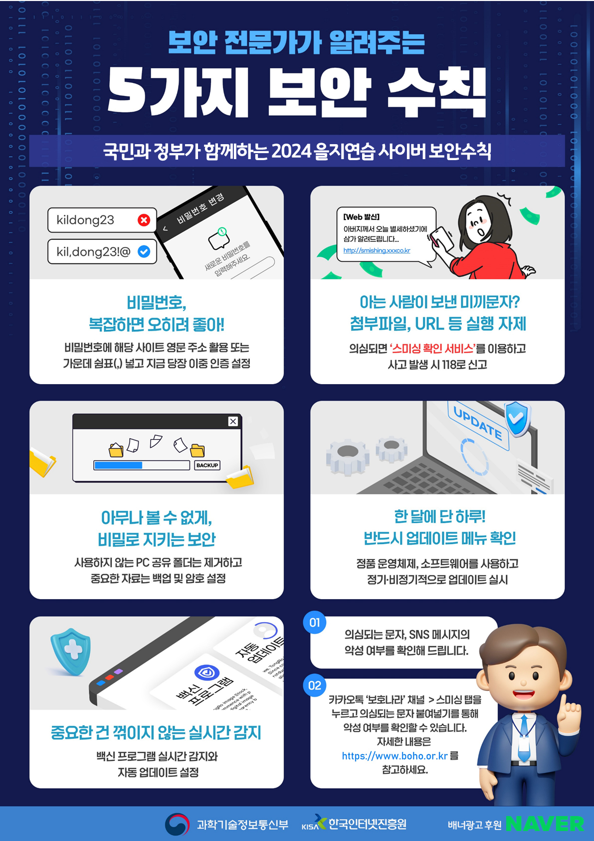 보안 전문가가 알려주는 5가지 보안 수칙. 하단 상세내용 참조